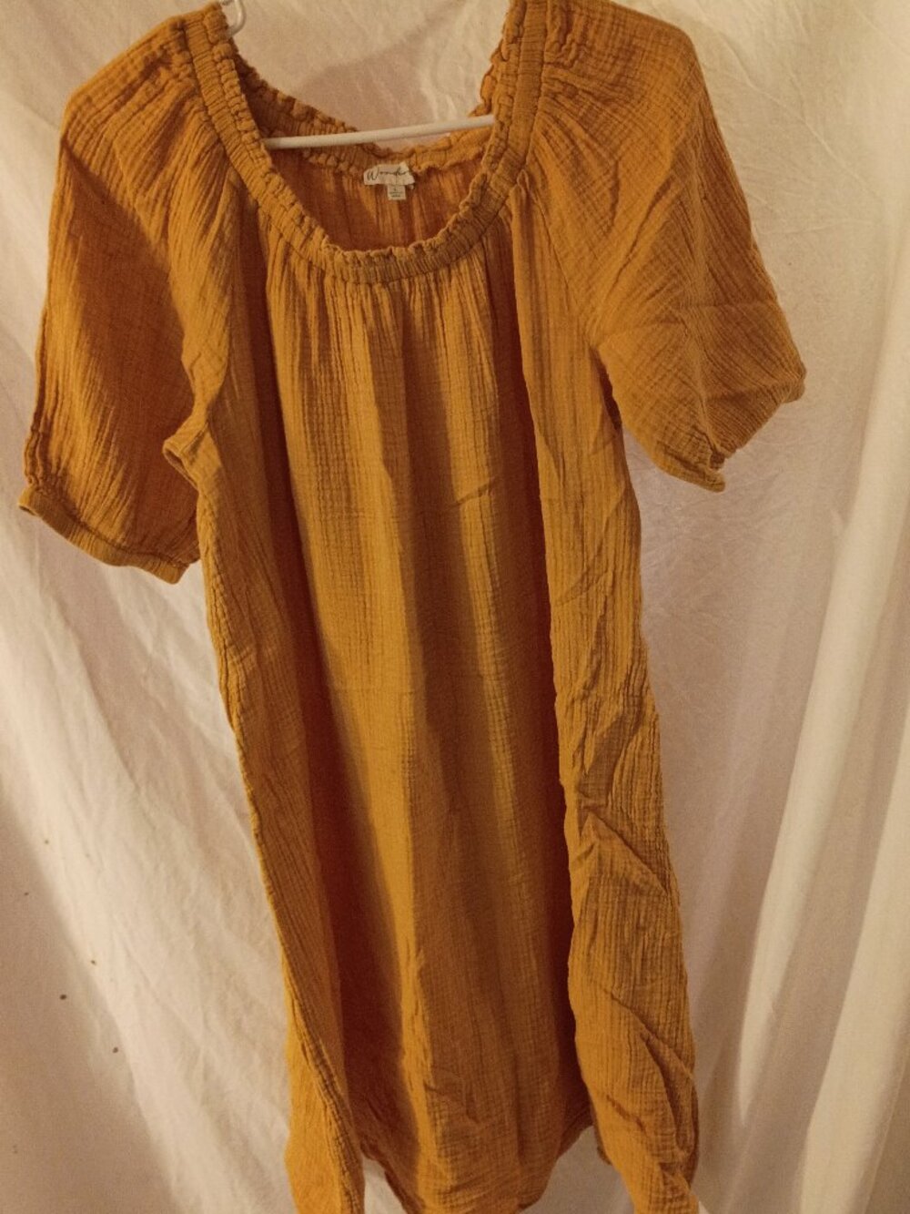 Women's Size Large Wonderly Textured Short Sleeve Dress in yellow